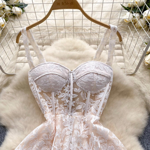 High-end Embroidered Lace Slip Dress