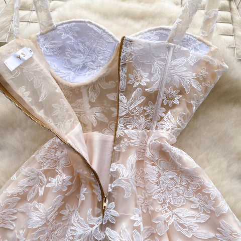 High-end Embroidered Lace Slip Dress