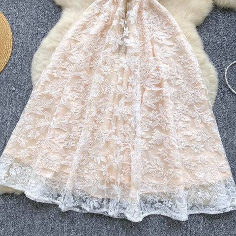 High-end Embroidered Lace Slip Dress
