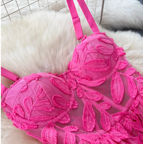 Courtly Embroidery Mesh Slip Dress