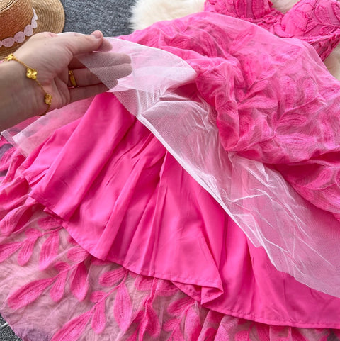 Courtly Embroidery Mesh Slip Dress