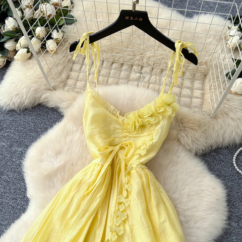 Irregular Design 3d Ruffled Slip Dress