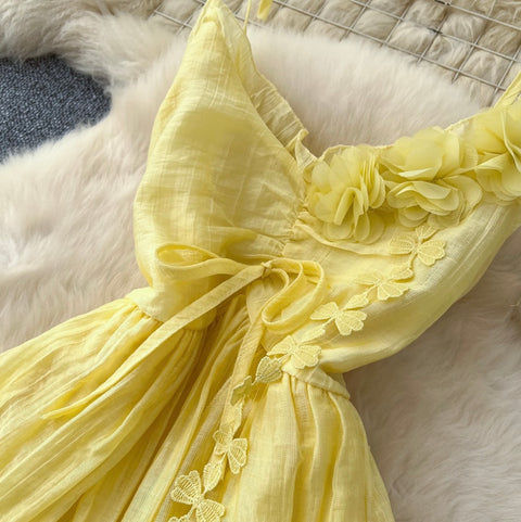 Irregular Design 3d Ruffled Slip Dress