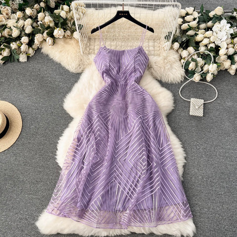 Delicate Embroidered Mesh Slip Dress
