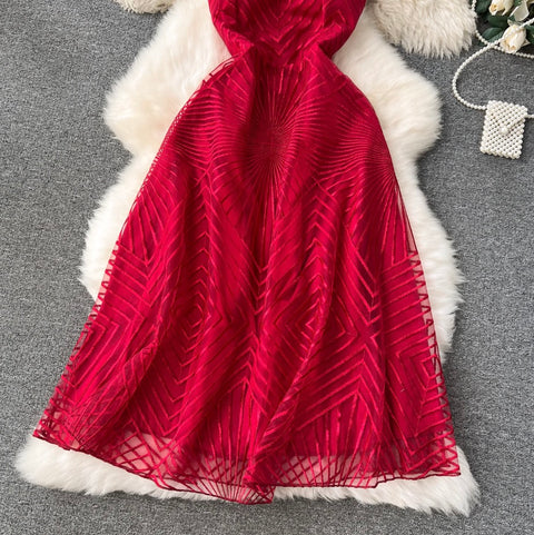 Delicate Embroidered Mesh Slip Dress