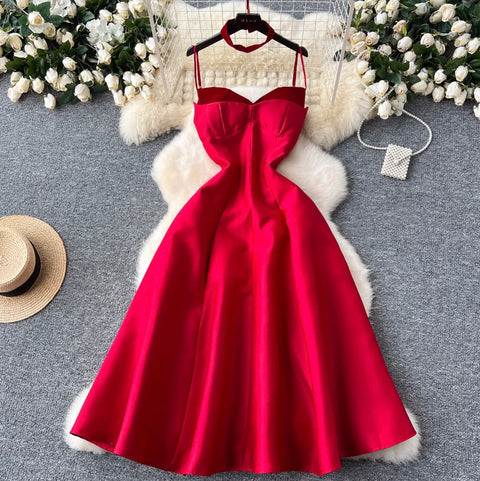 Elegant A-line Slip Dress with Choker