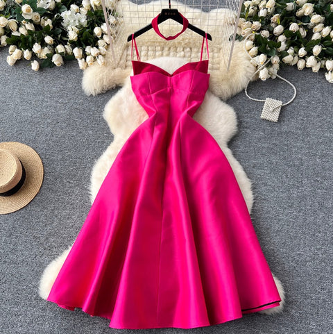 Elegant A-line Slip Dress with Choker