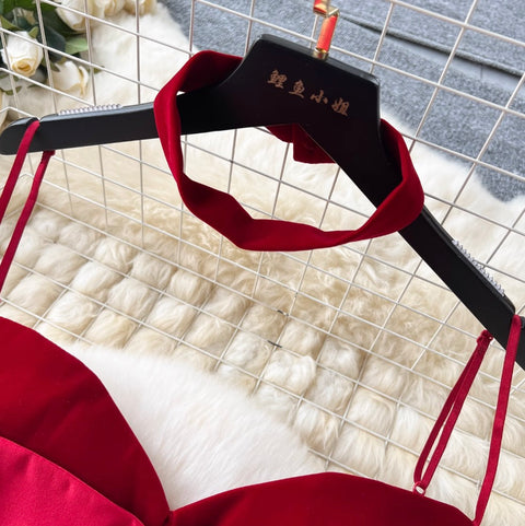 Elegant A-line Slip Dress with Choker