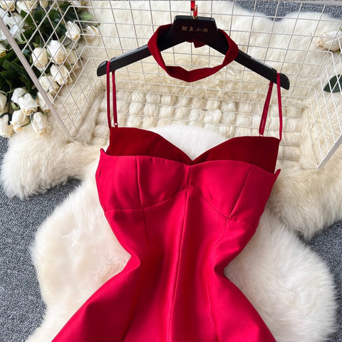 Elegant A-line Slip Dress with Choker