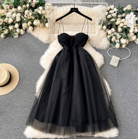 Sexy Black Mesh Slip Dress