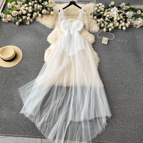 Faux Two-pieces Jumpsuit Mesh Dress