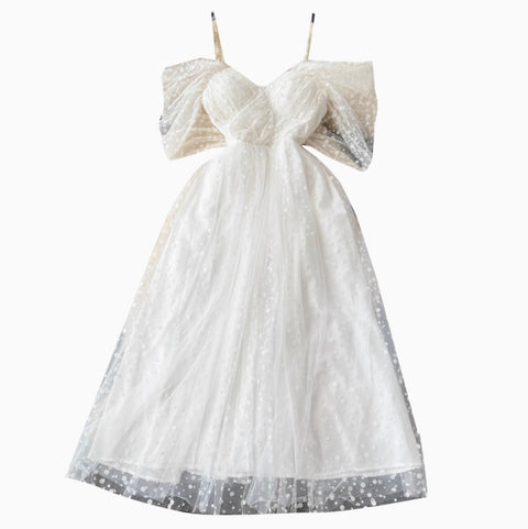 French Style Puffy Mesh Slip Dress