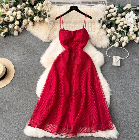 Delicate Embroidered Mesh Slip Dress