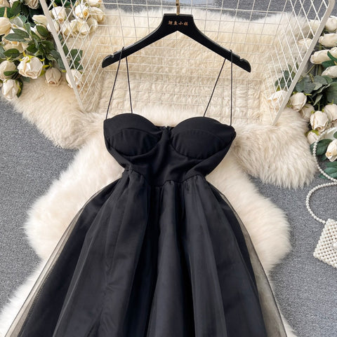 Sexy Black Mesh Slip Dress