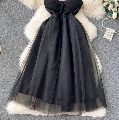Sexy Black Mesh Slip Dress