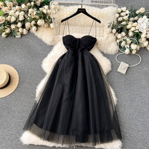 Sexy Black Mesh Slip Dress