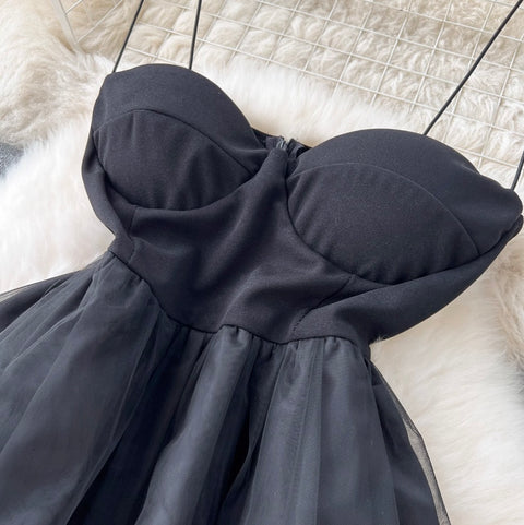 Sexy Black Mesh Slip Dress
