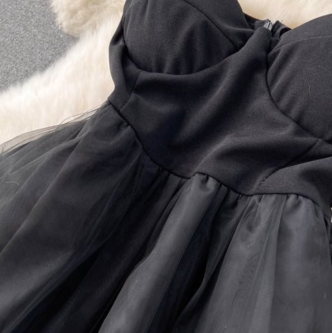 Sexy Black Mesh Slip Dress