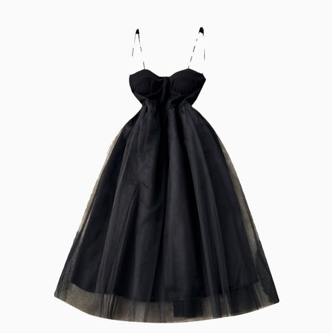 Sexy Black Mesh Slip Dress