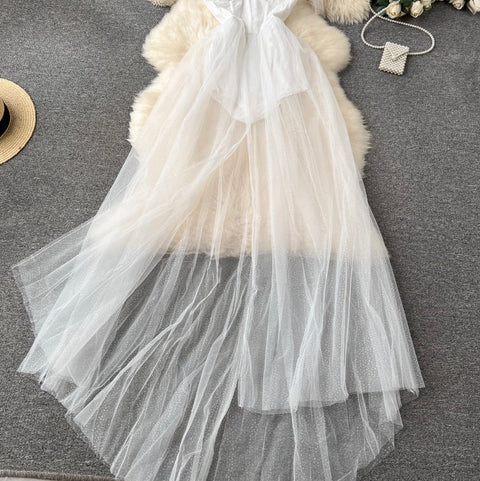 Faux Two-pieces Jumpsuit Mesh Dress