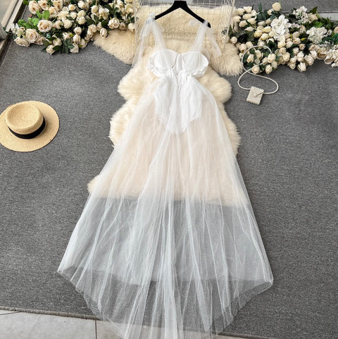 Faux Two-pieces Jumpsuit Mesh Dress