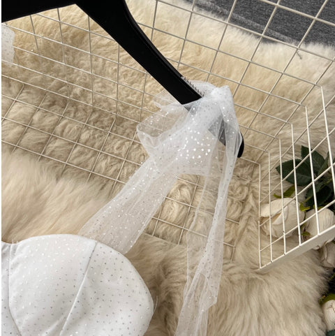 Faux Two-pieces Jumpsuit Mesh Dress