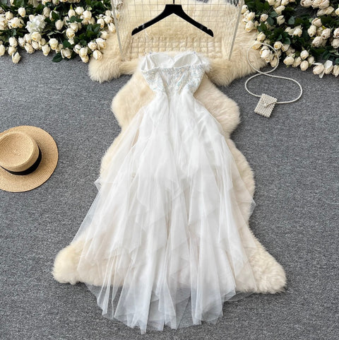 Sequined Furry Puffy Slip Dress