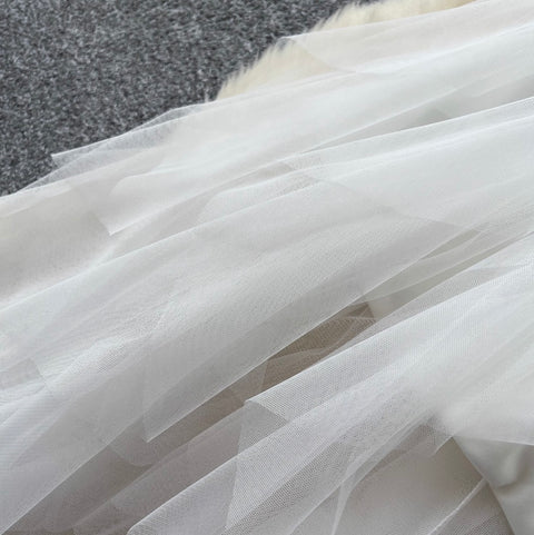 Sequined Furry Puffy Slip Dress