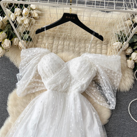 French Style Puffy Mesh Slip Dress