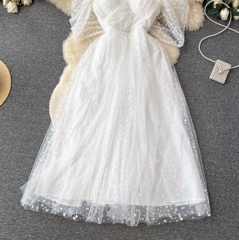 French Style Puffy Mesh Slip Dress