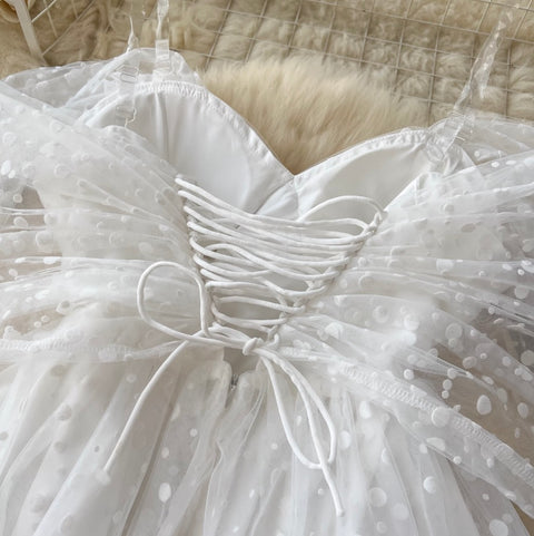 French Style Puffy Mesh Slip Dress