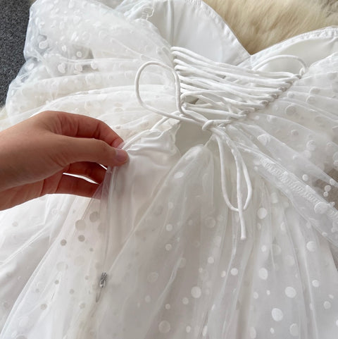 French Style Puffy Mesh Slip Dress