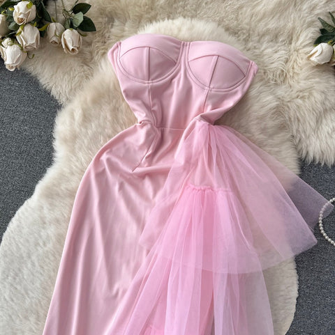 Mesh Patchwork Off-shoulder Dress