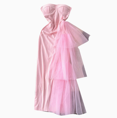 Mesh Patchwork Off-shoulder Dress