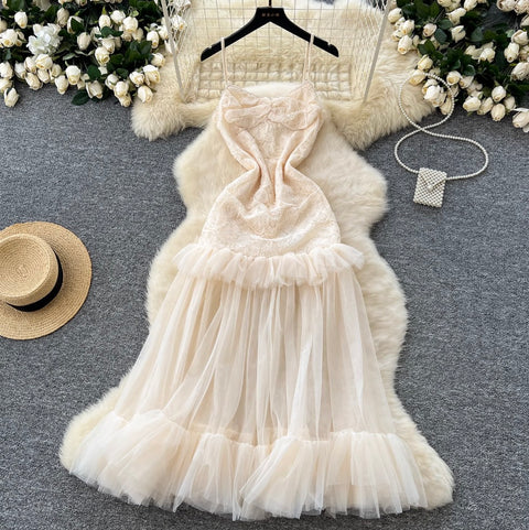 Knotted Lace Patchwork Slip Dress