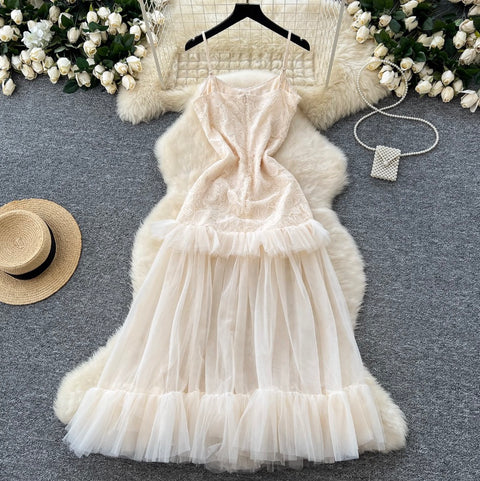 Knotted Lace Patchwork Slip Dress