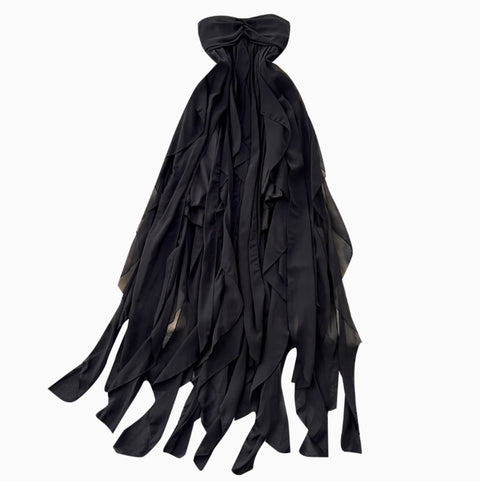 Niche Design Lace-up Black Dress
