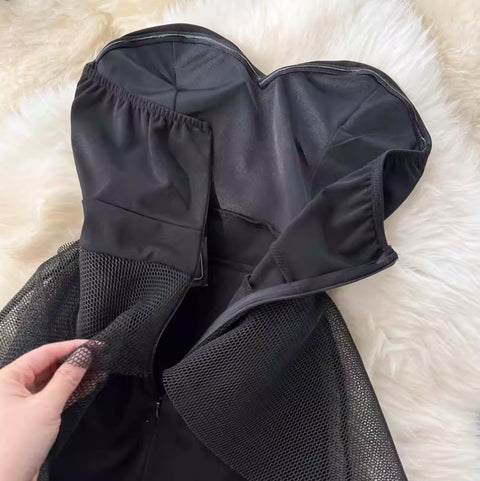 Elegant Black Fishtail Bustier Dress