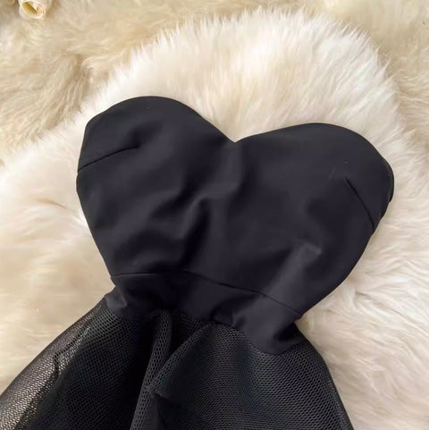 Elegant Black Fishtail Bustier Dress