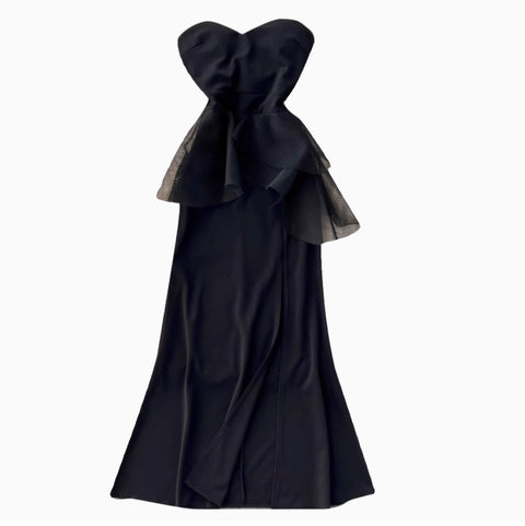 Elegant Black Fishtail Bustier Dress