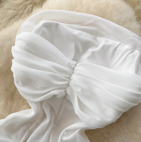 French Style 3D Flower White Dress