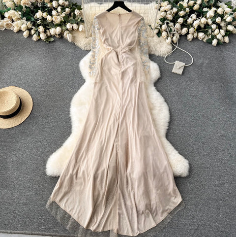 Premium Sequined Ruffled Mesh Dress