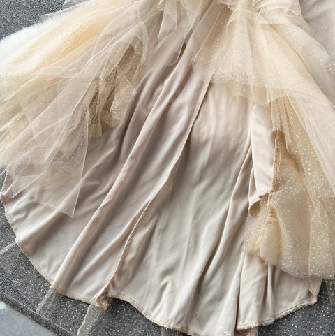 Premium Sequined Ruffled Mesh Dress