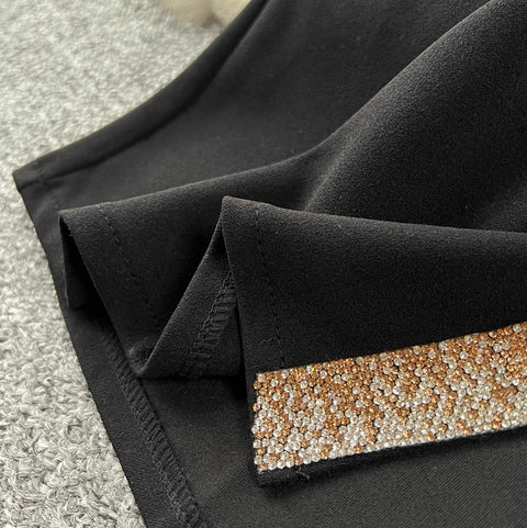 See-through Mesh Patchwork Black Dress