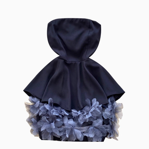 High-end Ruffled Floral Bustier Dress