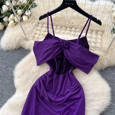 Elegant Patchwork Cape Slip Dress