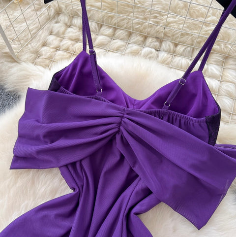 Elegant Patchwork Cape Slip Dress