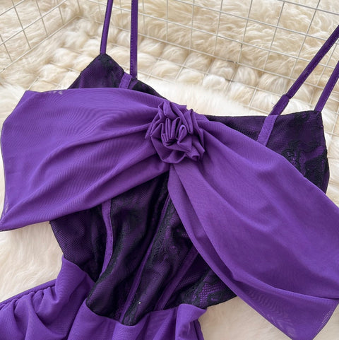 Elegant Patchwork Cape Slip Dress