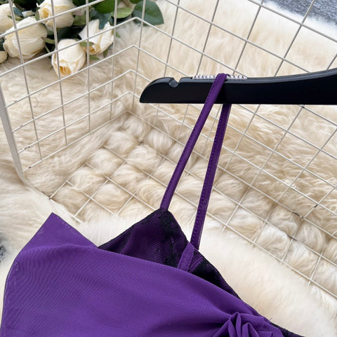 Elegant Patchwork Cape Slip Dress