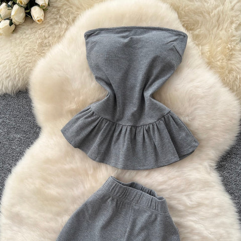 Ruffled Tank Top & Trousers Casual 2Pcs